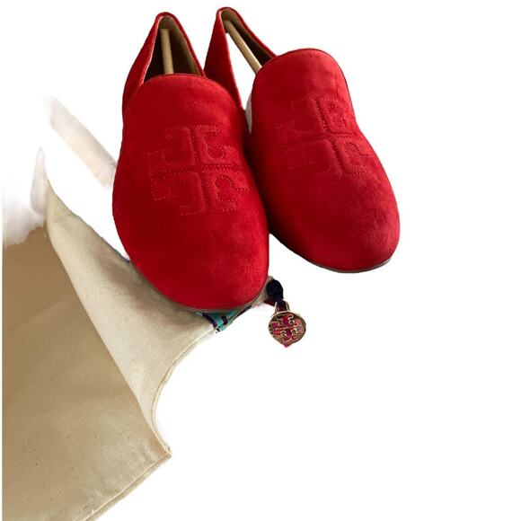 Tory BURCH Ruby Smoking Slipper In Triple Red US 6.5 NIB - Picture 1 of 7